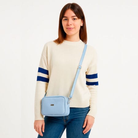 Bandolera Bahamas Gravagna cuero celeste