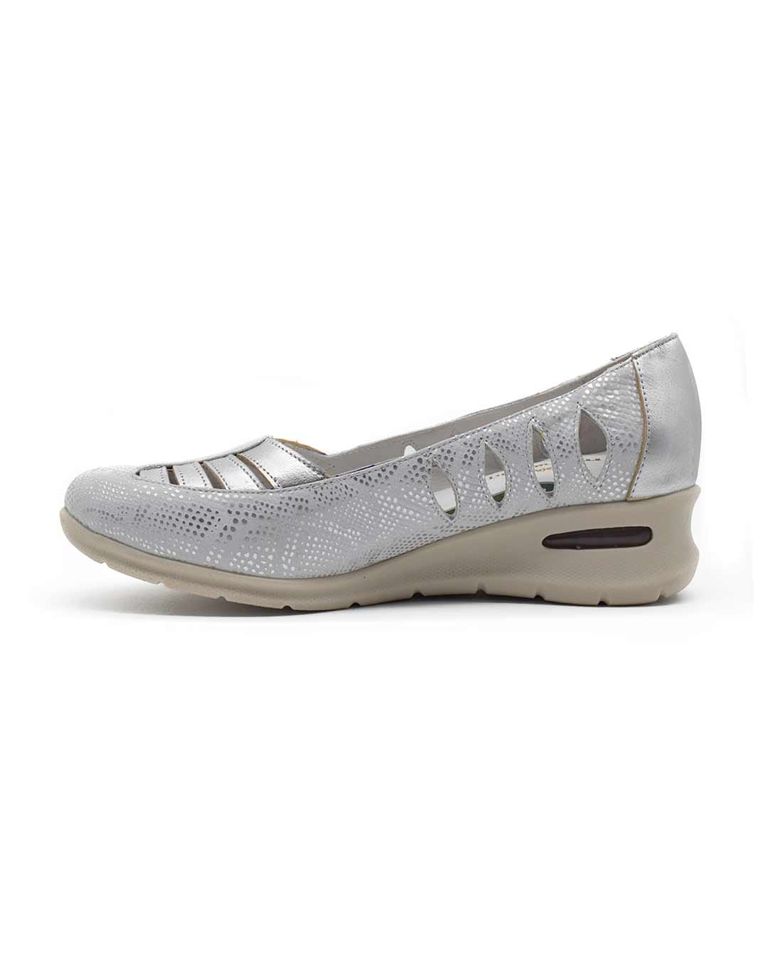zapatos calados mujer liz cuero plata