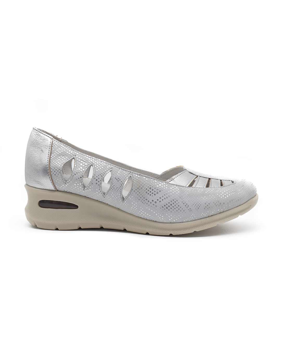 zapatos calados mujer liz cuero plata