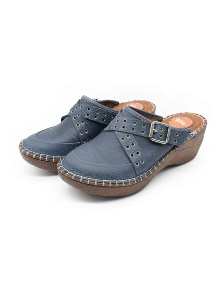 zuecos mujer giuliana claris cuero azul