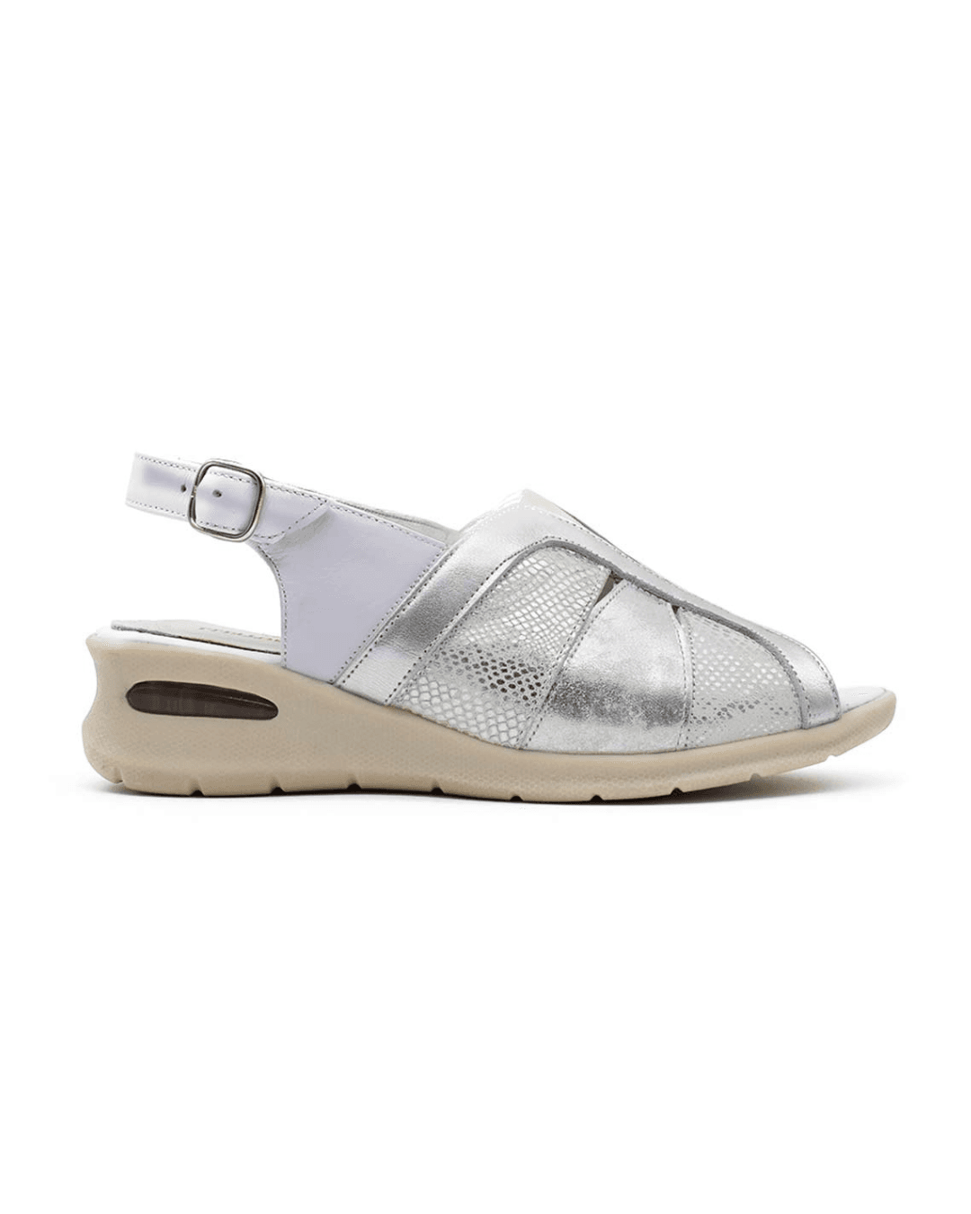 sandalias mujer betiana cuero blanco combinado