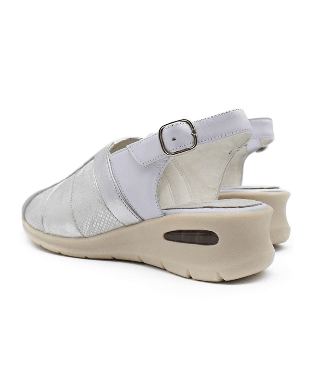 sandalias mujer betiana cuero blanco combinado