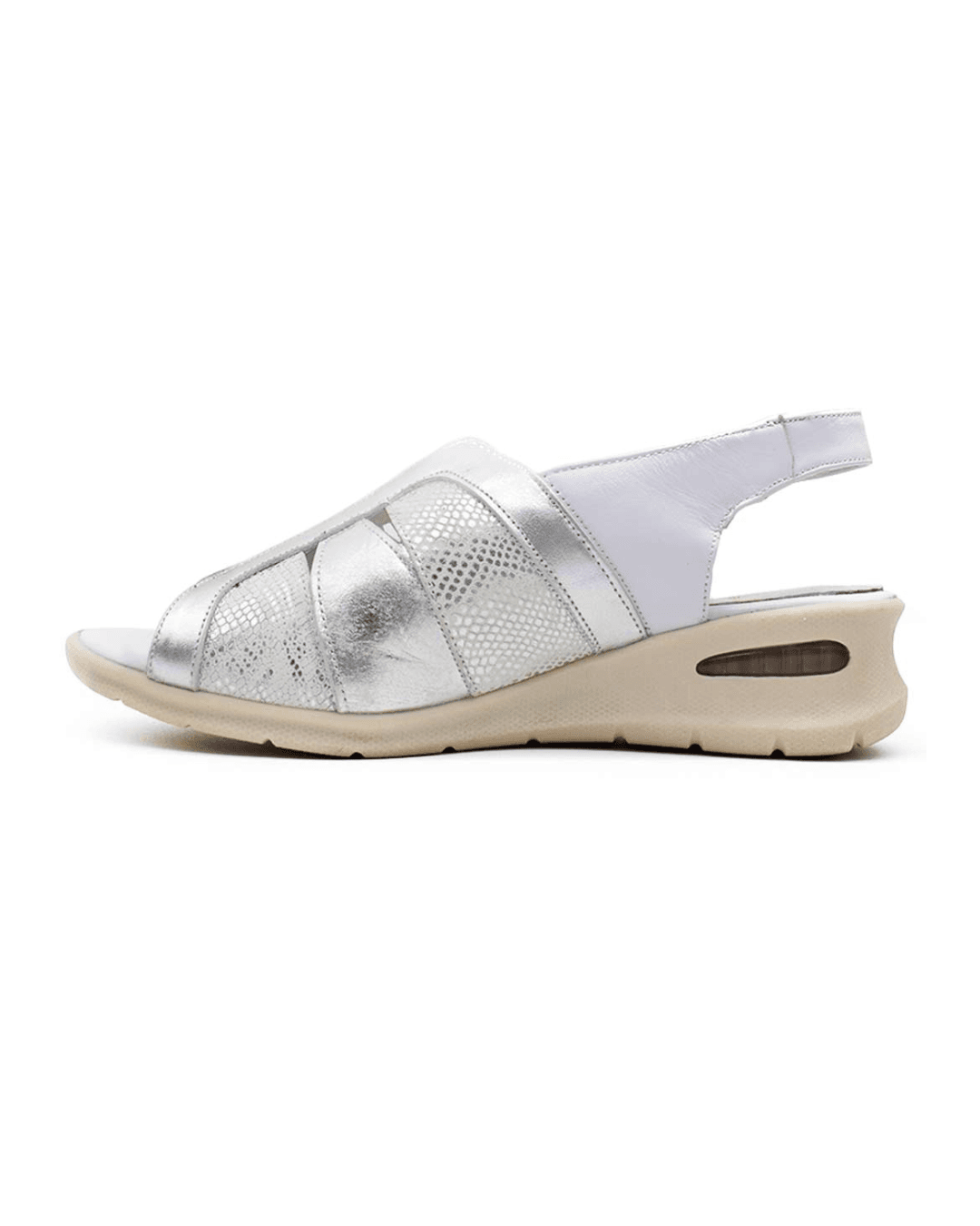sandalias mujer betiana cuero blanco combinado