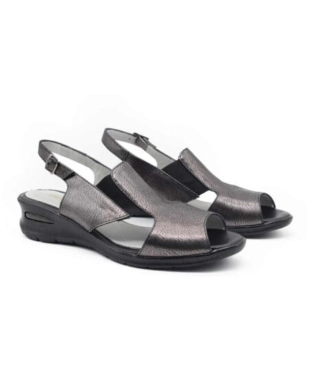 sandalias mujer jinna cuero plata