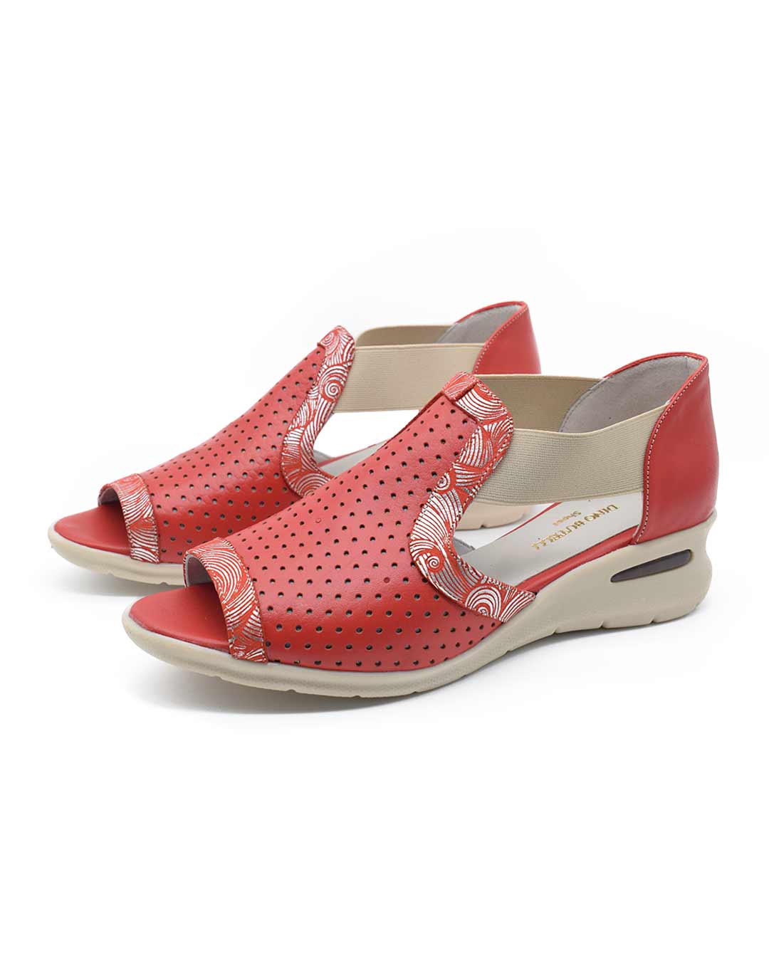 sandalias mujer alvania cuero rojo