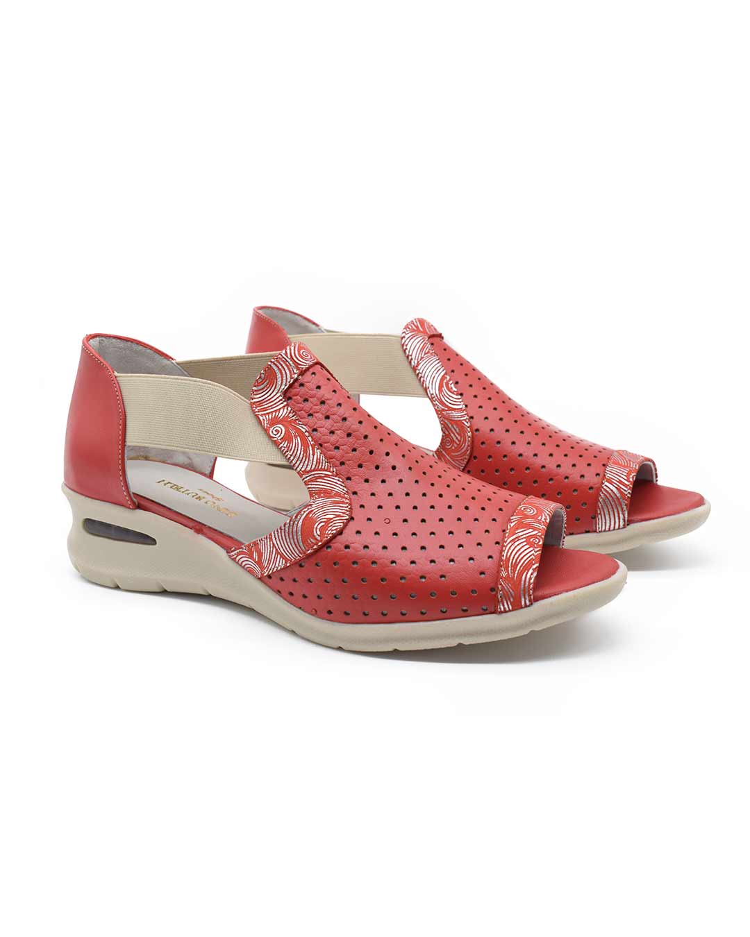 sandalias mujer alvania cuero rojo