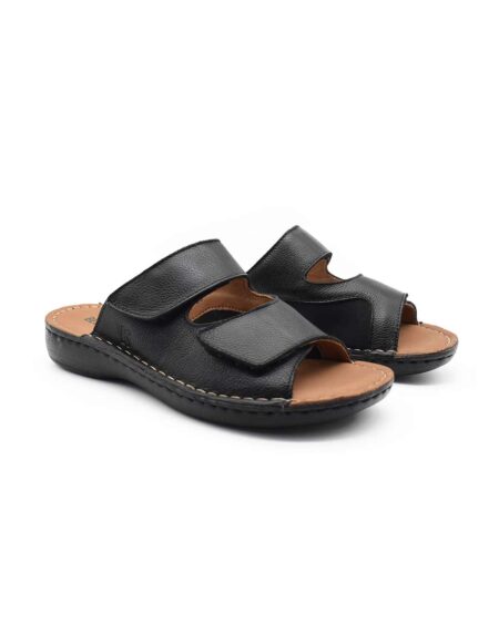 zuecos cuero mujer confort azula negras