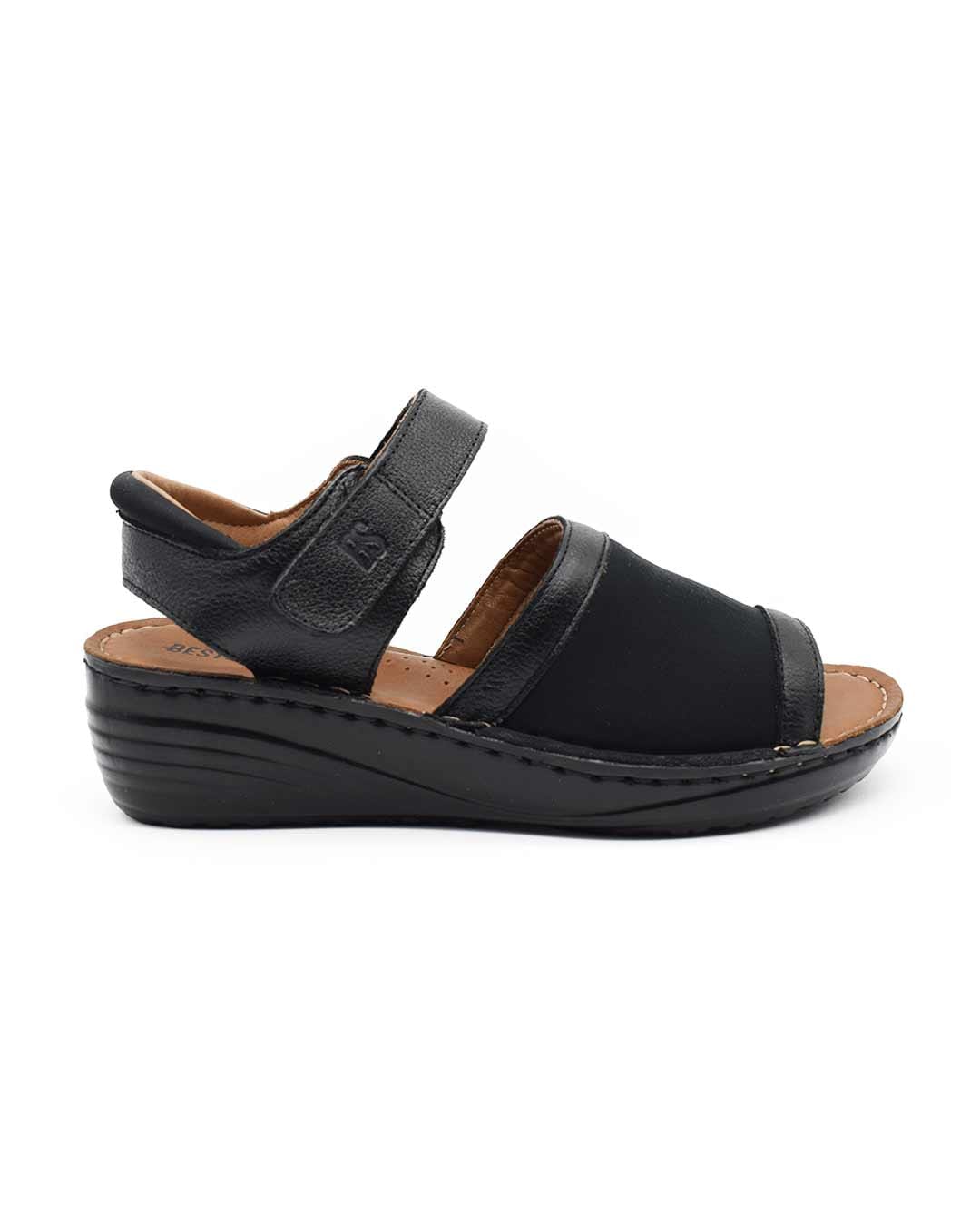 sandalias cuero mujer confort moahe negras