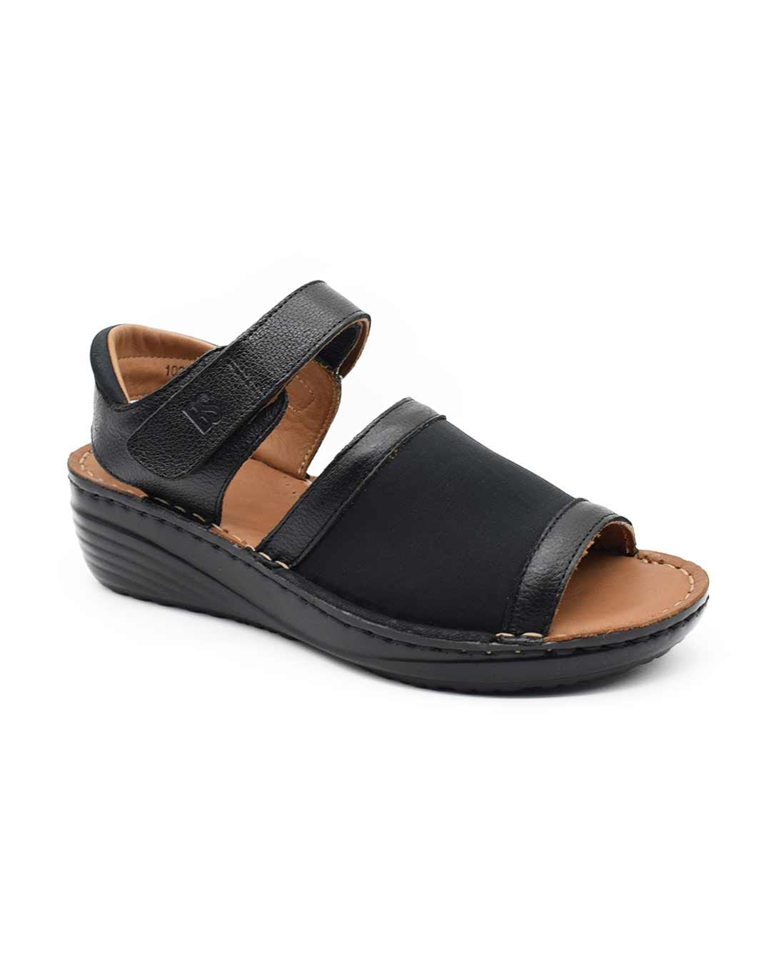 sandalias cuero mujer confort moahe negras