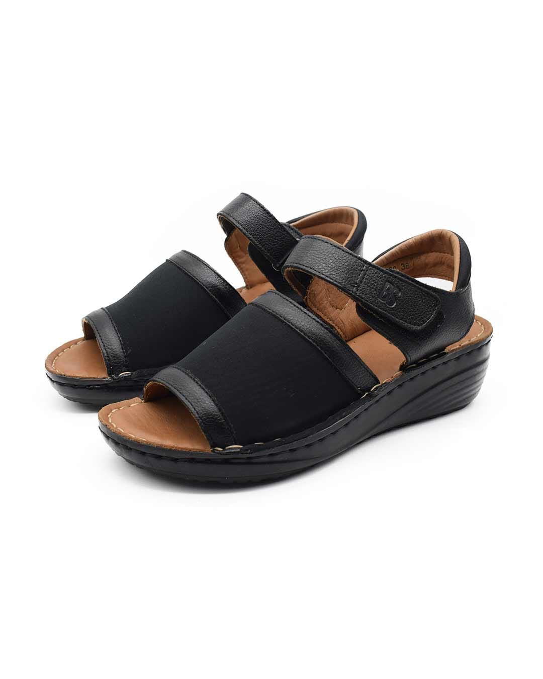 sandalias cuero mujer confort moahe negras