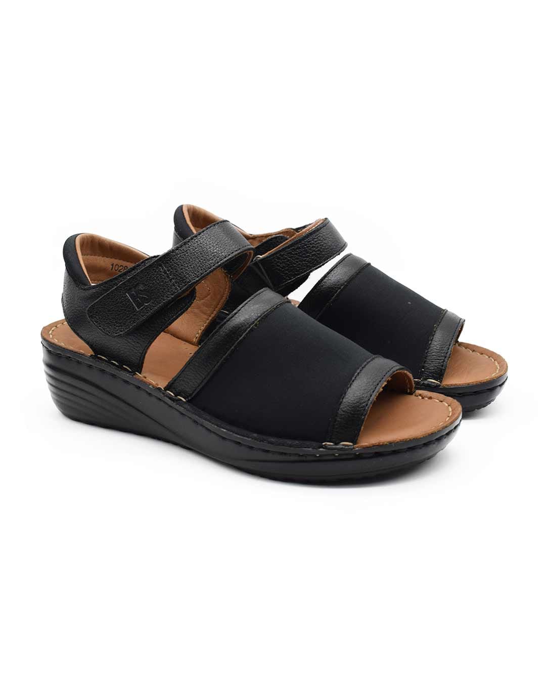 sandalias cuero mujer confort moahe negras