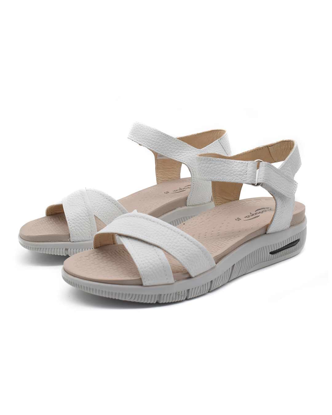 sandalias mujer kamára gravagna cuero blanco