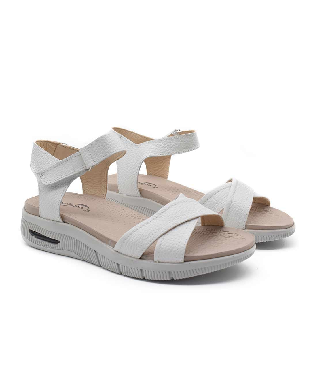 sandalias mujer kamára gravagna cuero blanco