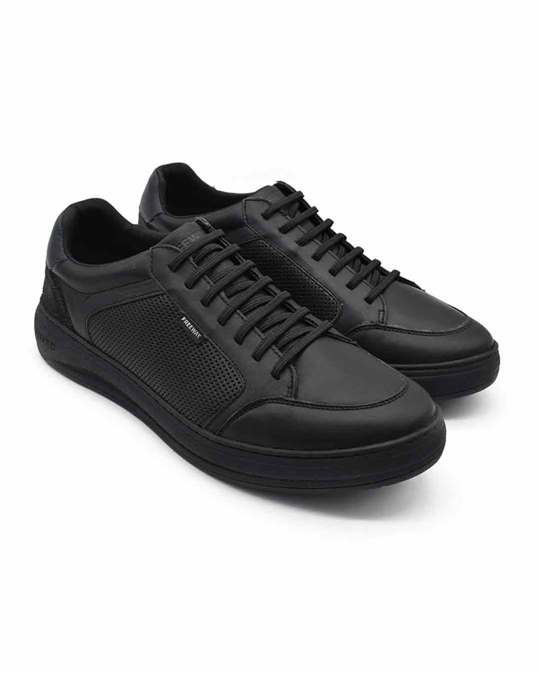 Zapatilla negra freeway cuero hombre